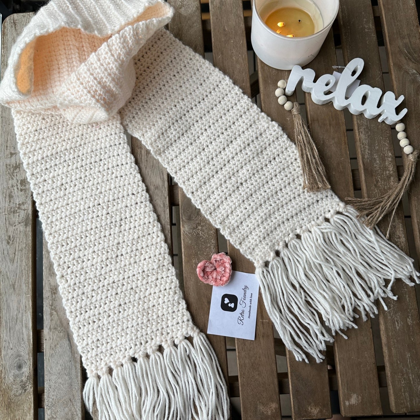 Crochet Fringe Long Scarf