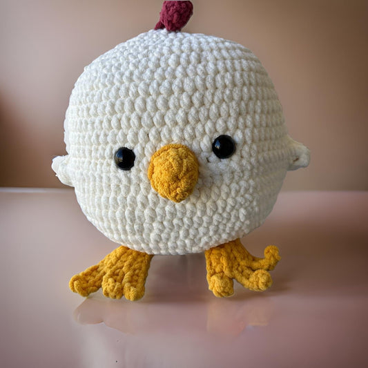 Crochet Fat Chicken Pink Background