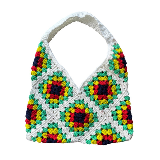 Boho Granny Square  Crochet Shoulder Bag or Tote Bag or Purse