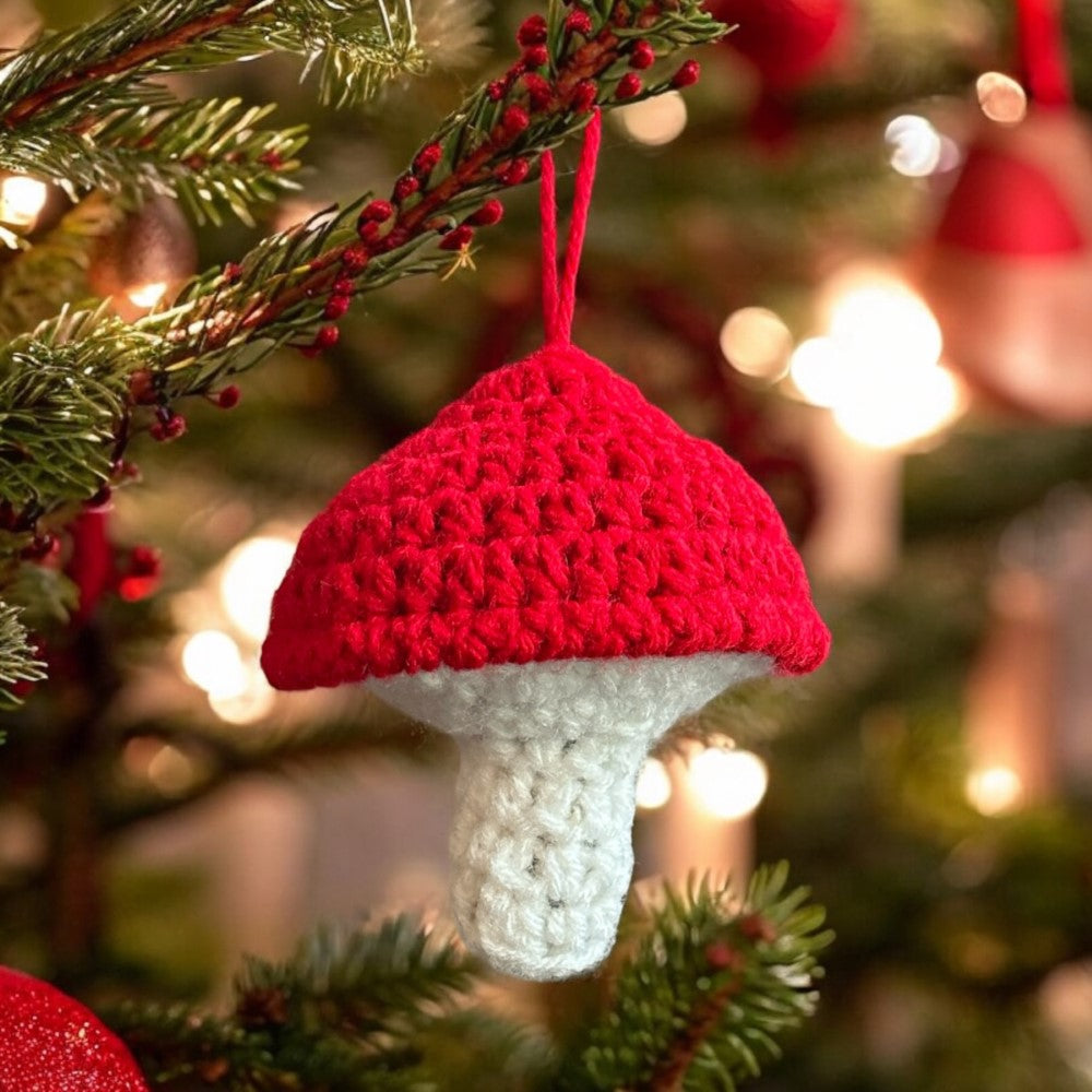 Mushroom Christmas Tree Ornament Crochet Pattern