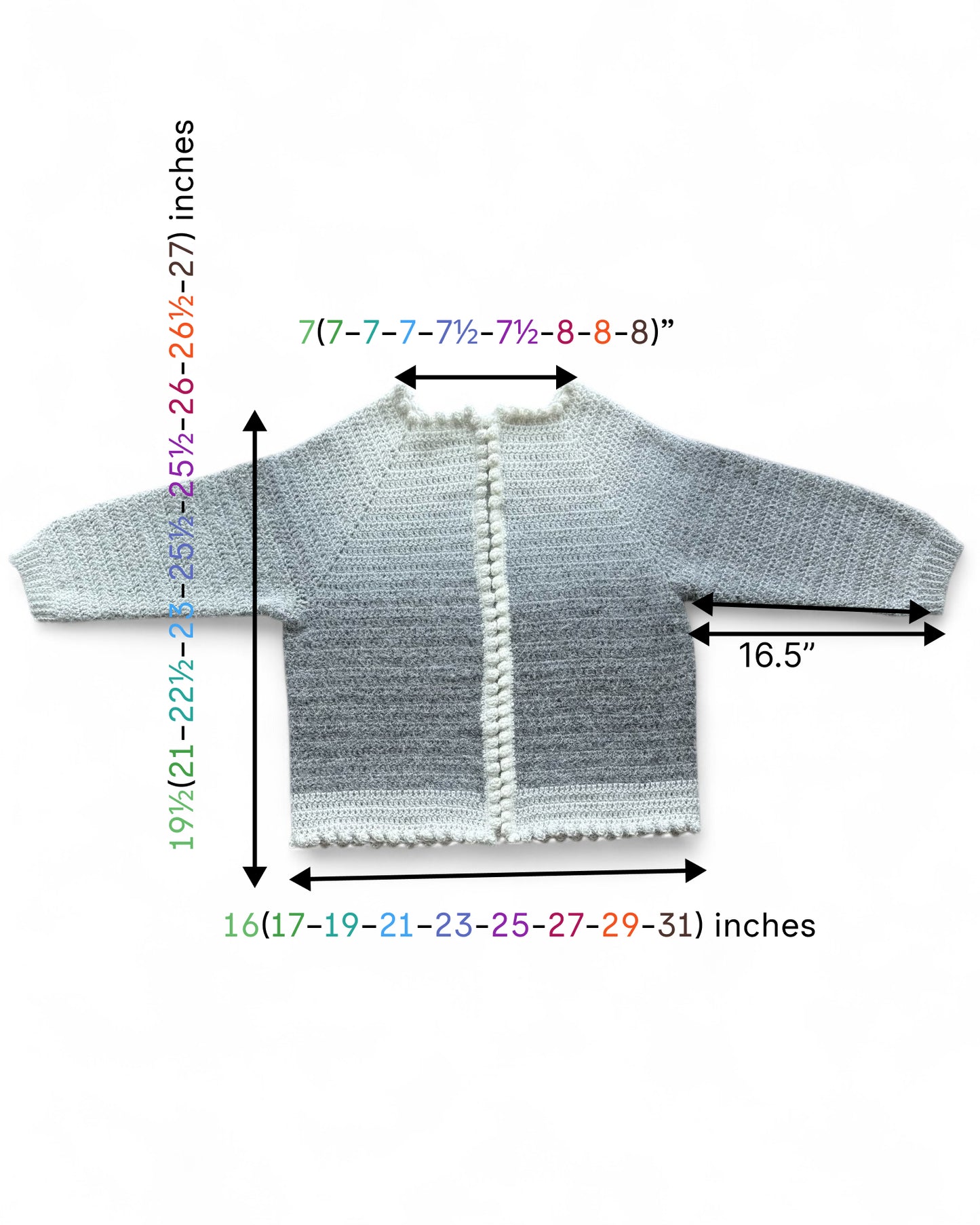 Top Down Popcorn Cardigan Crochet Pattern