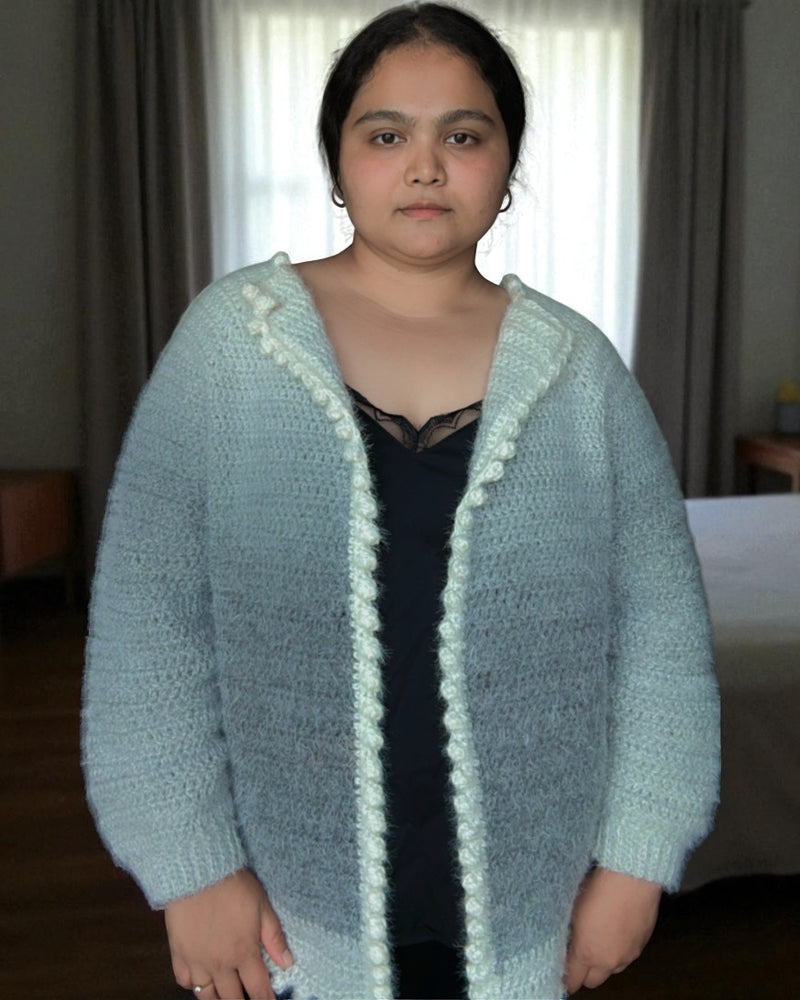 Top Down Popcorn Cardigan Crochet Pattern