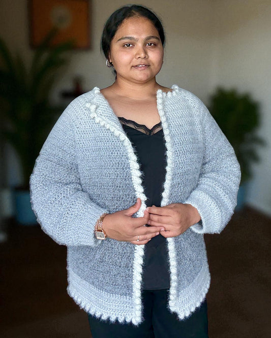 Top Down Popcorn Cardigan Crochet Pattern