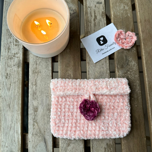 Bernat Velvet Crochet Sweetheart Wallet or Purse or Clutch