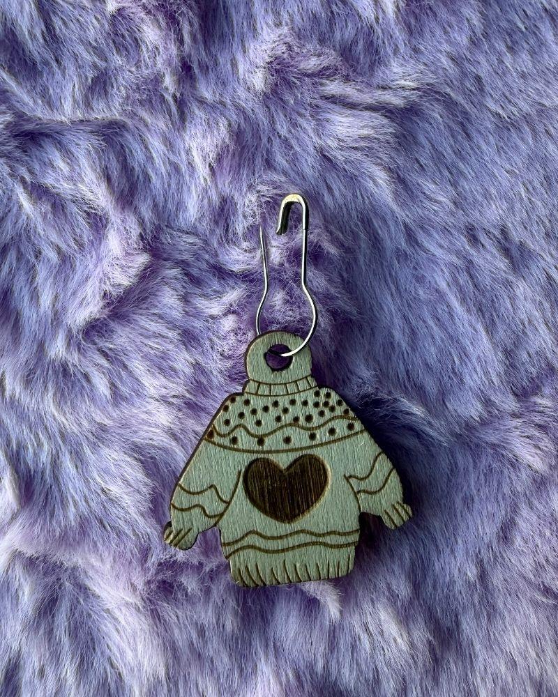 Wooden Cardigan Hanging Stitch Markers for Crochet & Knitting