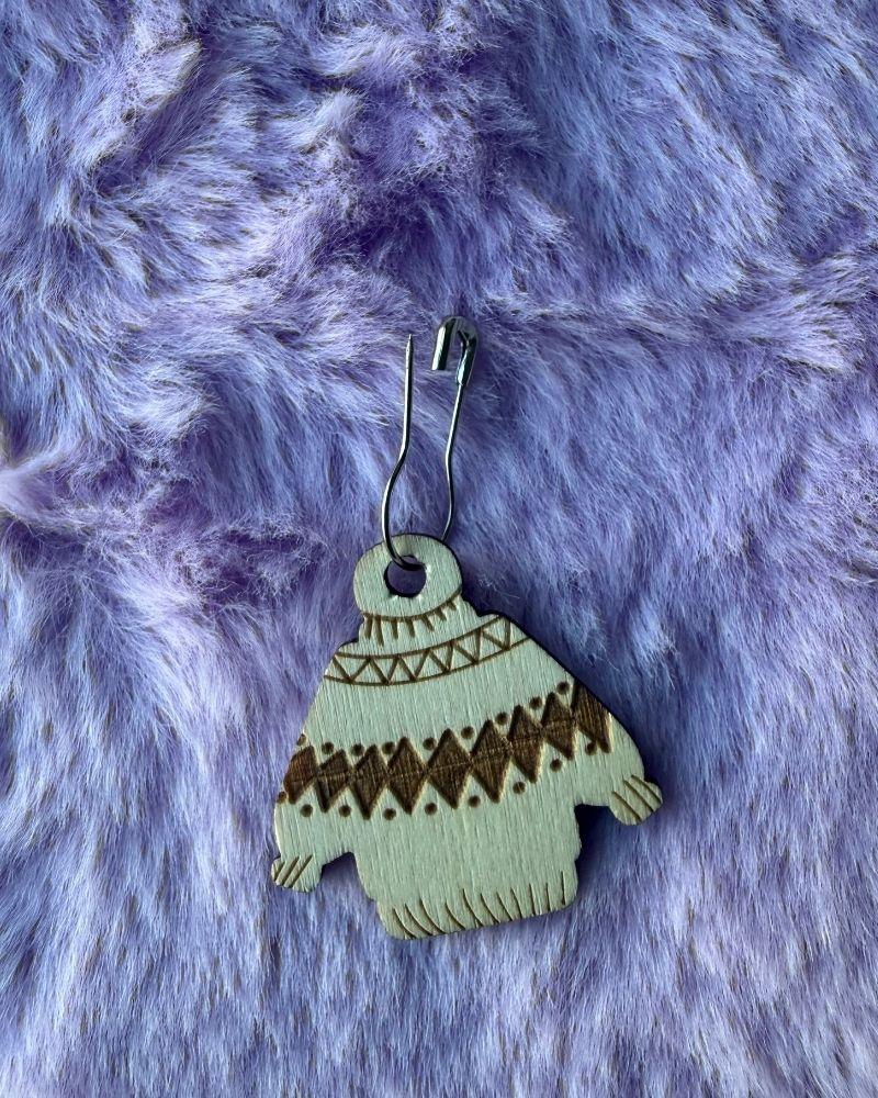 Wooden Cardigan Hanging Stitch Markers for Crochet & Knitting
