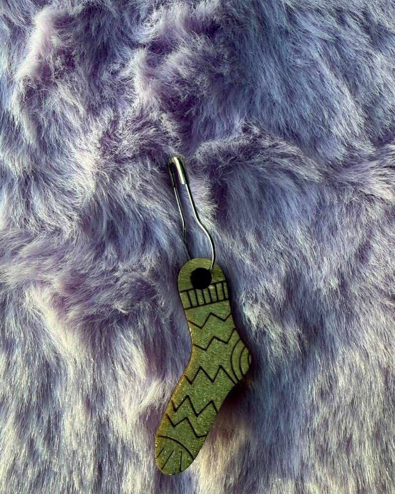Wooden Sock Hanging Stitch Markers for Crochet & Knitting