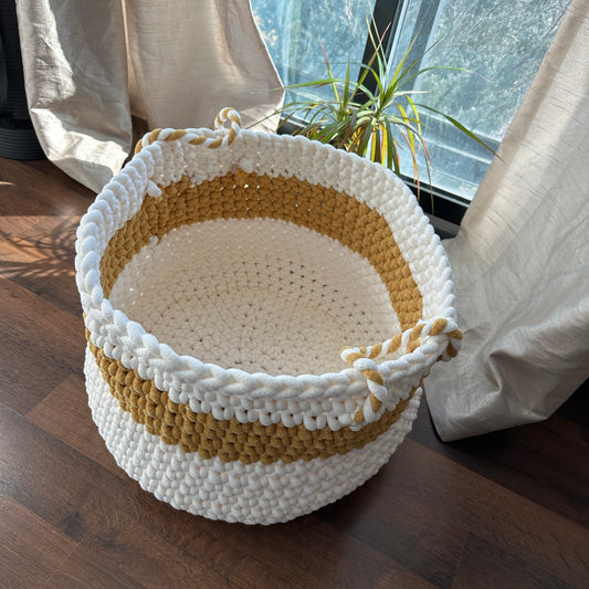 Handmade Crochet Bernat Plush Big Giant Boujee Basket - Home Decor & Organization
