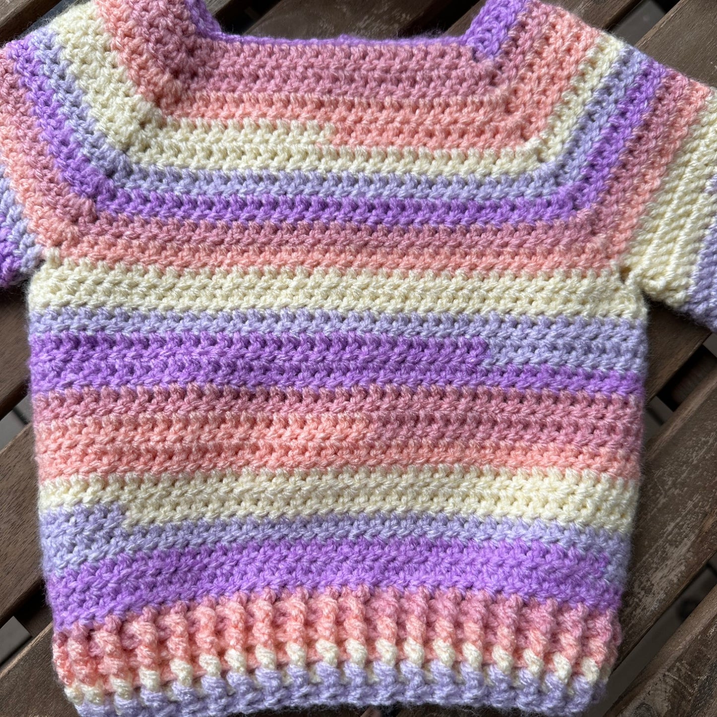 Caron Crochet Baby Pullover and Beanie Set