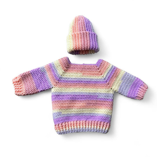 Crochet Baby Hat and Sweater White Background