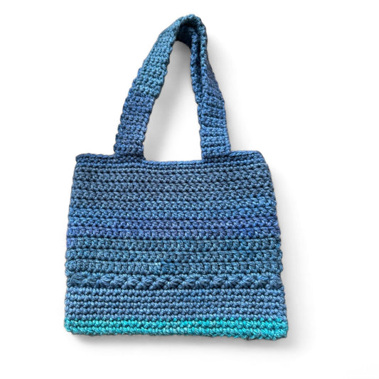 Crochet  Blue Shoulder Bag  White Background