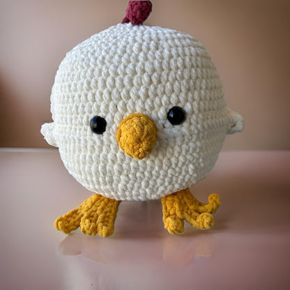 Crochet Fat Chicken Pink Background