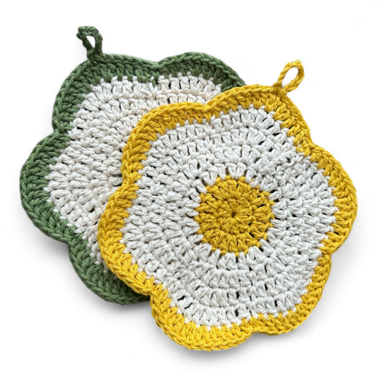 Crochet Flower Dishcloths White Background