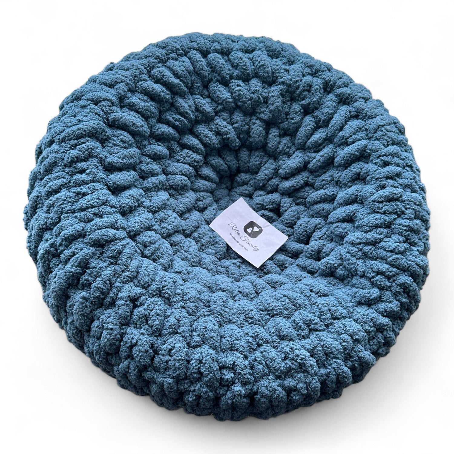 Crochet Pet Bed or Meditation Cushion White Background