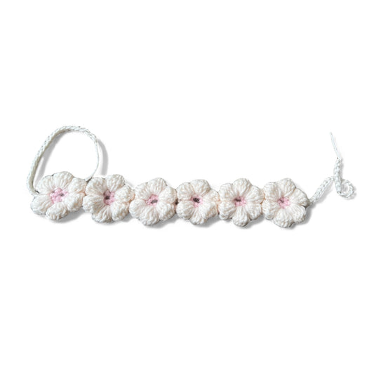 Crochet Puffy Flower Headband White Background