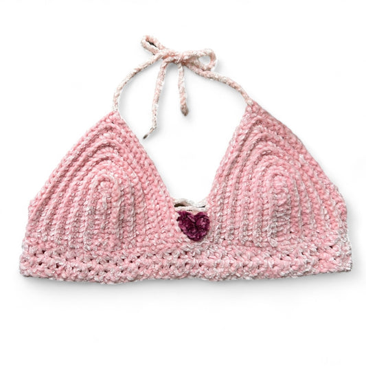 Crochet Velvet Bralette White Background