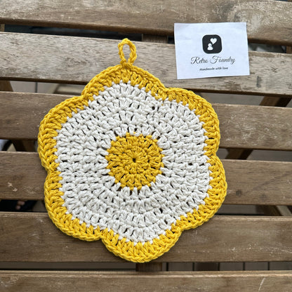 Crochet Daisy Flower Cotton Dishcloth