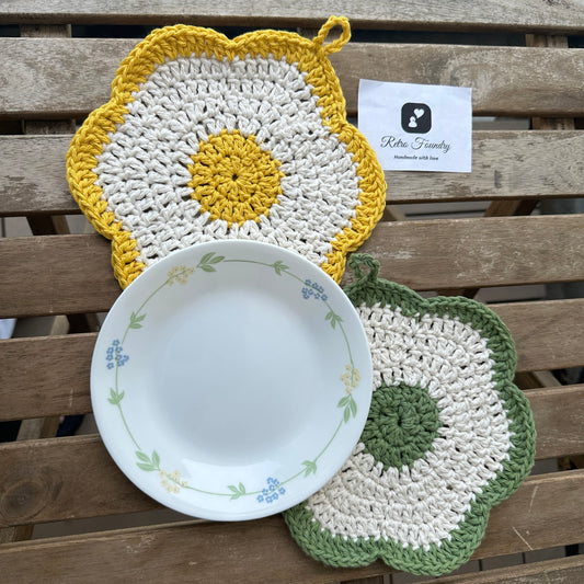 Crochet Daisy Flower Cotton Dishcloth