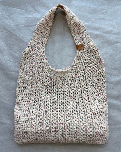 Vintage Cotton Handmade V Stitch Tote Bag