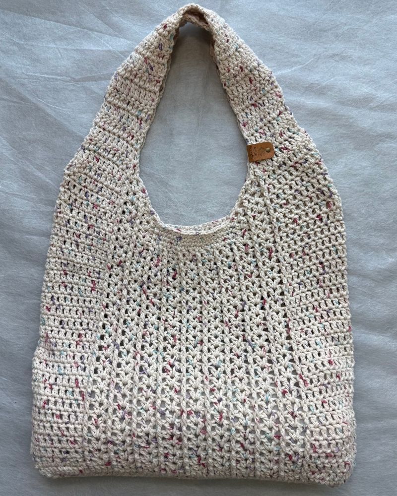 Vintage Cotton Handmade V Stitch Tote Bag