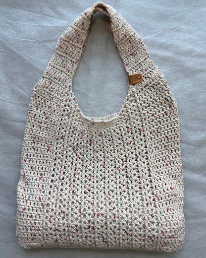 Vintage Cotton Handmade V Stitch Tote Bag