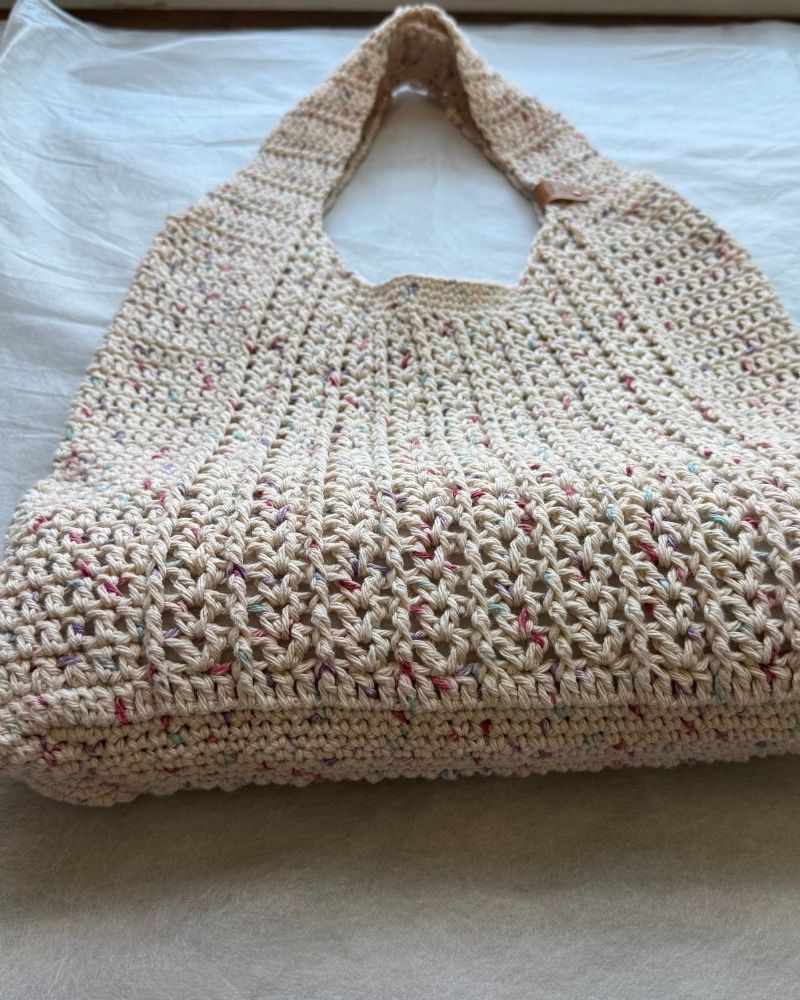 Vintage Cotton Handmade V Stitch Tote Bag