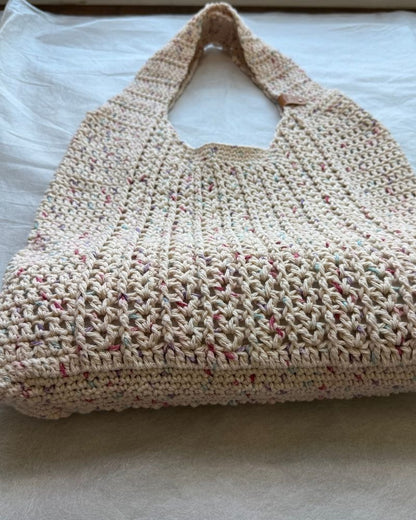 Vintage Cotton Handmade V Stitch Tote Bag