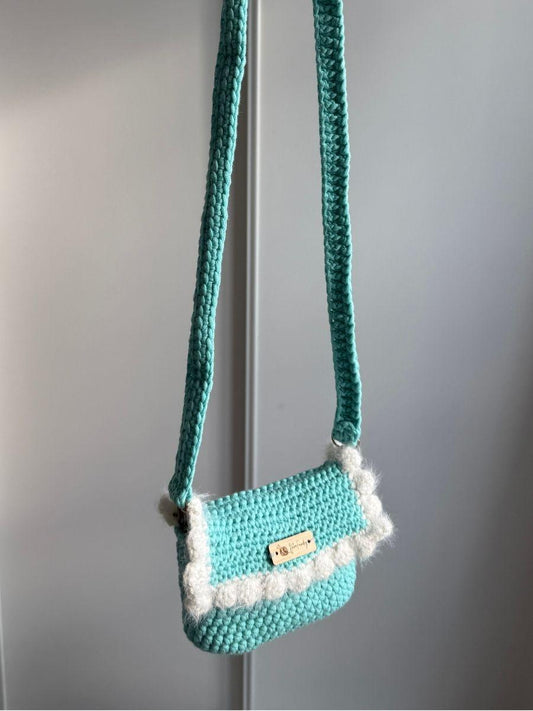 Handmade Bernat Maker Sling Bag – With Fluffy Wavy Border