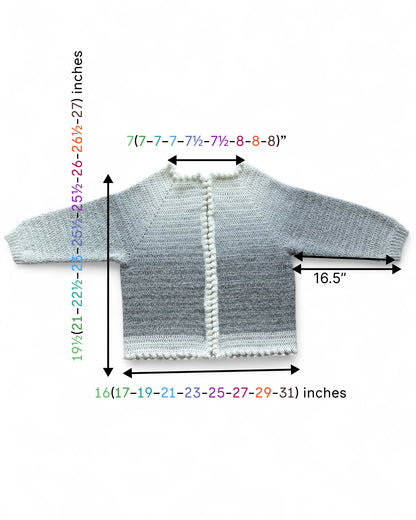 Top Down Popcorn Cardigan Crochet Pattern