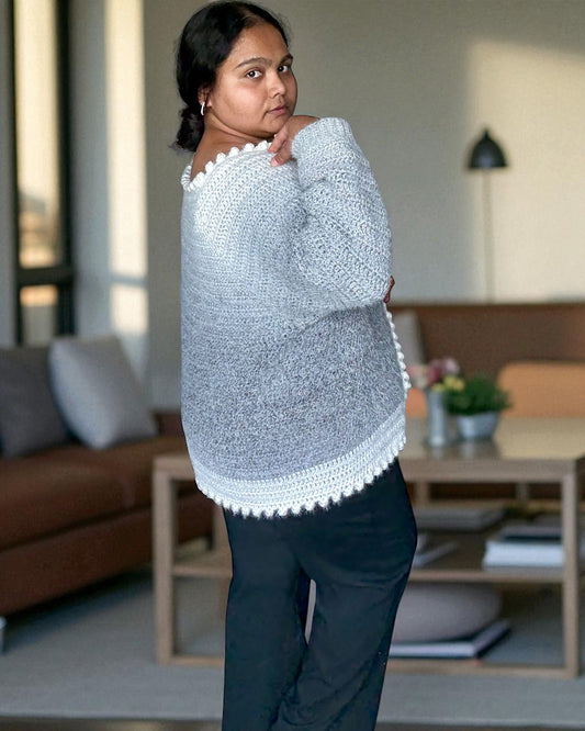 Top Down Popcorn Cardigan Crochet Pattern