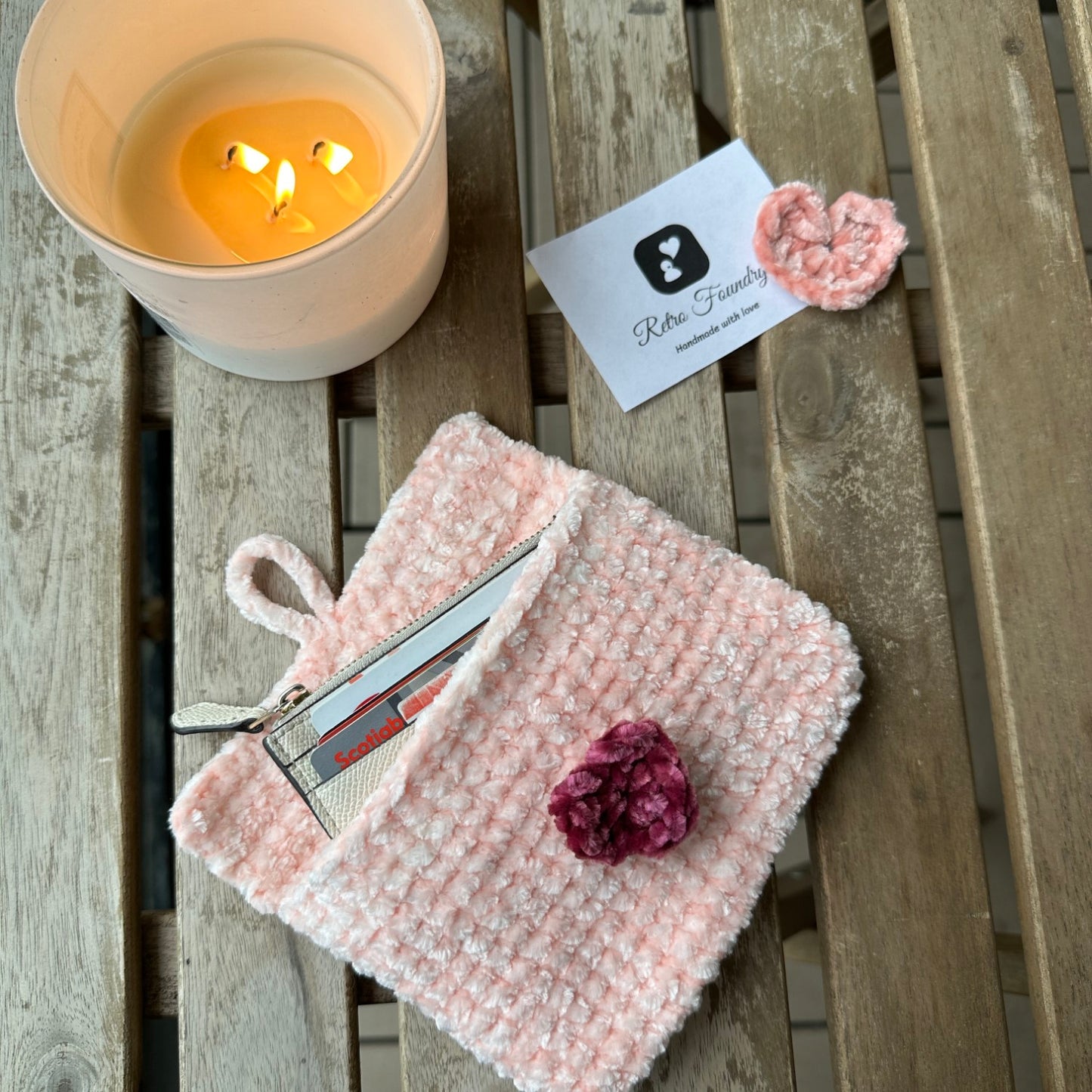 Bernat Velvet Crochet Sweetheart Wallet or Purse or Clutch