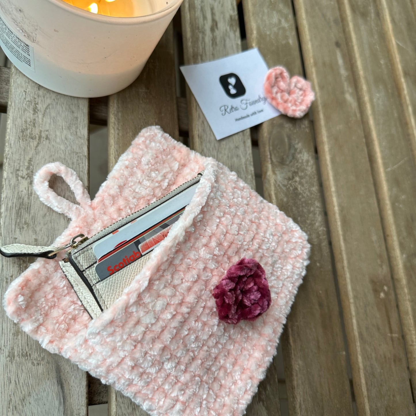 Bernat Velvet Crochet Sweetheart Wallet or Purse or Clutch