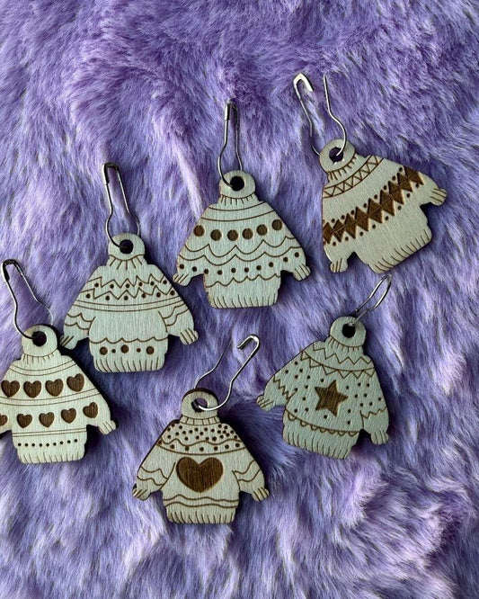 Wooden Cardigan Hanging Stitch Markers for Crochet & Knitting