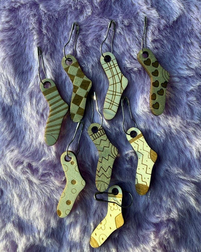 Wooden Sock Hanging Stitch Markers for Crochet & Knitting