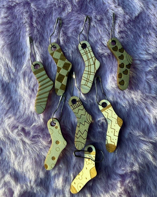 Wooden Sock Hanging Stitch Markers for Crochet & Knitting